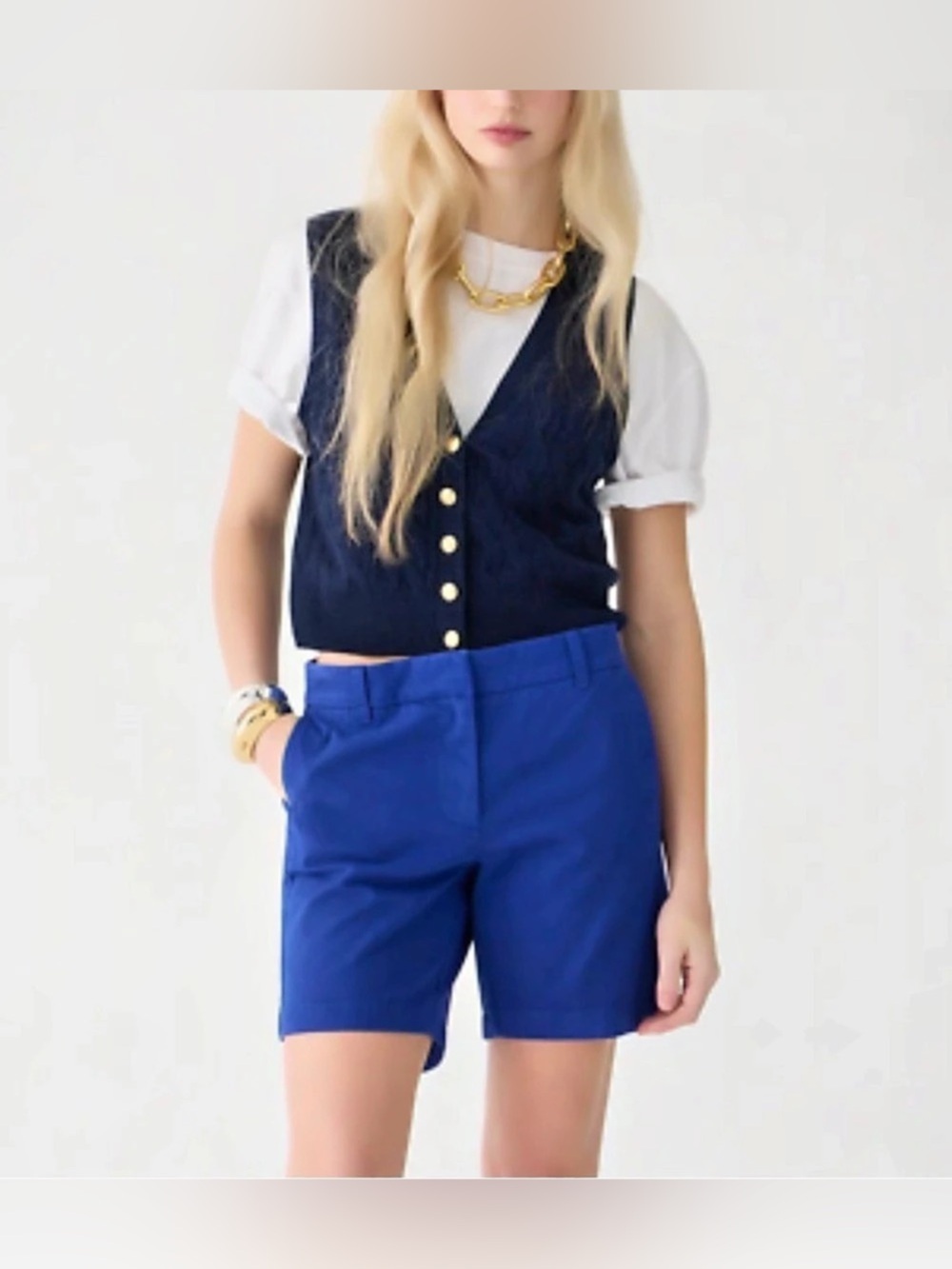 J.Crew 7" Inseam Stretch Chino Shorts Harbor Blue Cotton H5809 Size 14